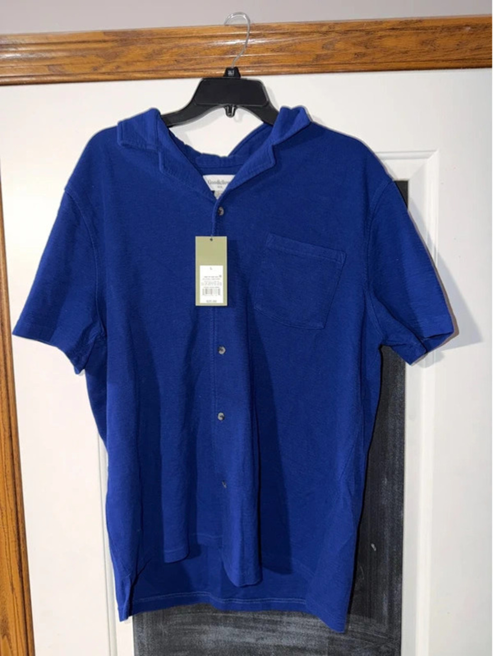 Goodfellow & Co Men's Blue Short Sleeve Camp Shirt Large NWT
